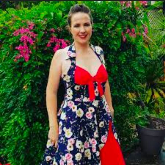 Ladies 1940s 50s Vintage Polka Dot Rockabilly Evening Prom Swing Dress Plus Size - Picture 1 of 5